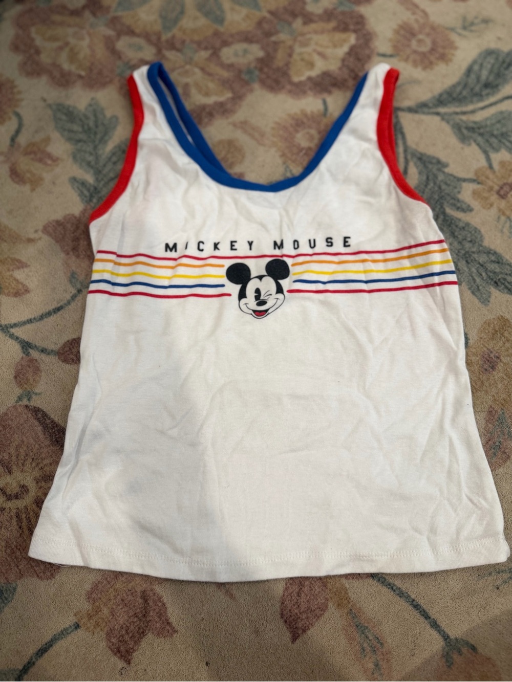 Mickey Mouse women’s' White Tank Top with Red & Blue Trim